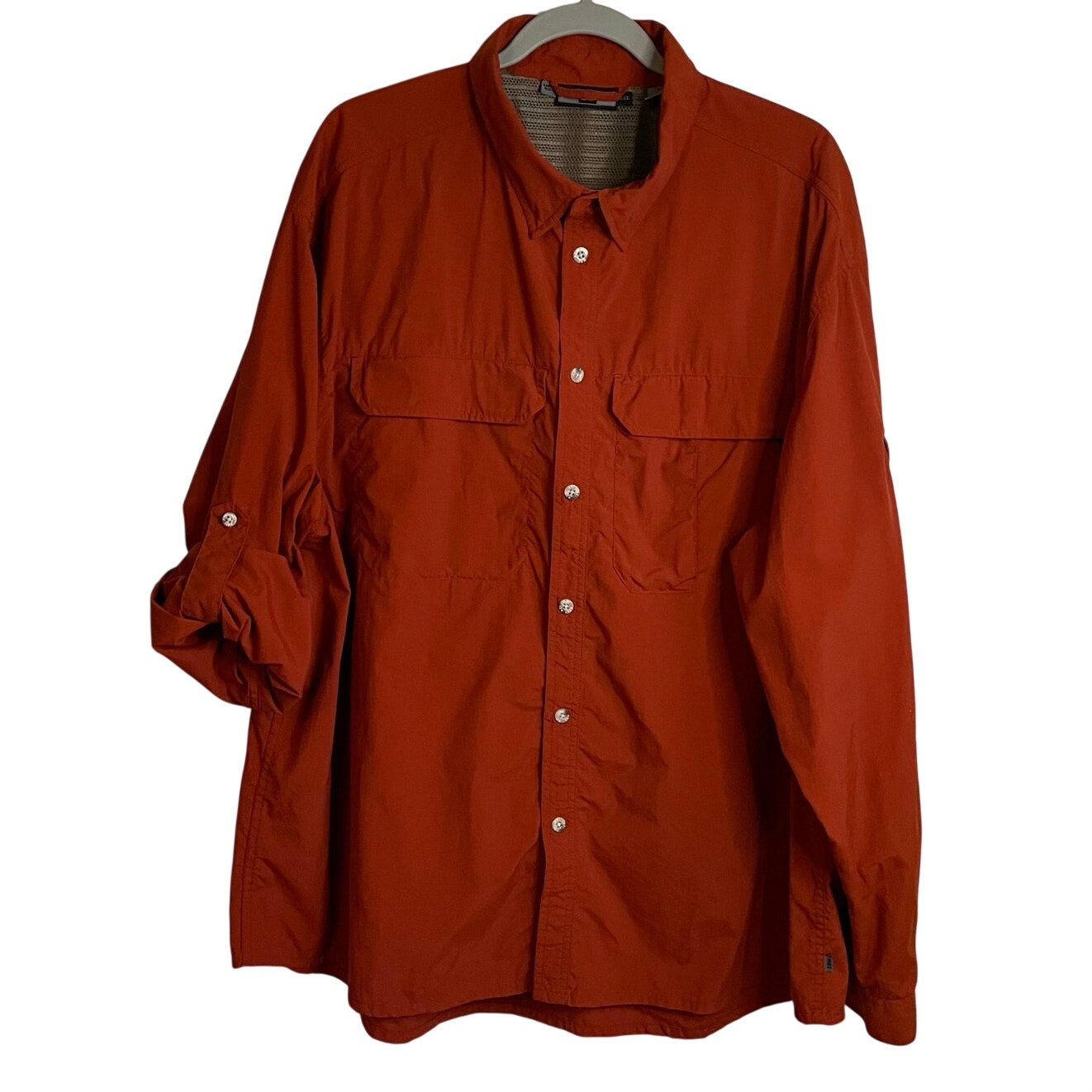 Rei Men's Button Down Nylon Shirt Sz Xxl Upf 40+ Fishing Hiking Outdoors Rust